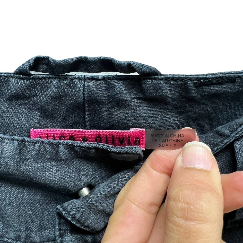 Alice + Olivia Hyde High-Waist Cargo Jogger Pants Black - Picture 7 of 9